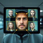 Security feed with AI facial recognition highlights