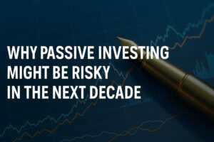 Digital illustration of passive investing and active investing strategies showing financial growth and market risk dynamics
