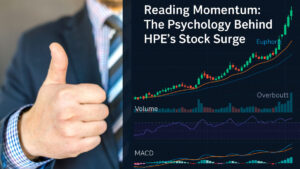 Chart showing HPE stock momentum with trading indicators and psychological overlays