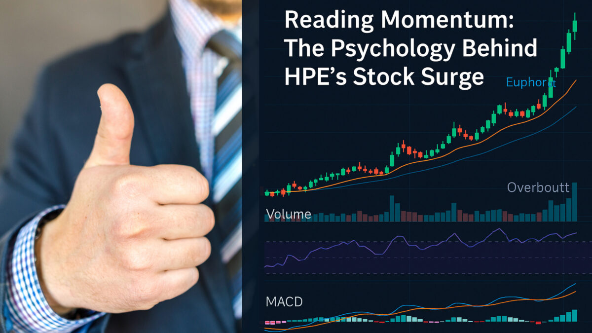 Chart showing HPE stock momentum with trading indicators and psychological overlays