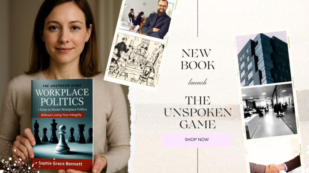 Confident mid-30s professional woman in business attire standing outdoors, symbolizing resilience in workplace politics