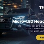 Audi Q3 driving at night using data-driven micro-LED headlights projecting road symbols with adaptive beam precision and digital micromirror technology