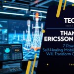 Illustration of self-healing mobile networks powered by AWS and Ericsson AI, showing automated response systems in action
