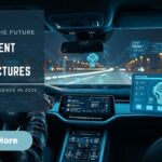 Futuristic intelligent car cockpit with glowing 3D HMI, showing active cross-screen gesture controls and seamless integration of on-device AI for advanced cockpit applications.