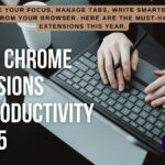 Logos of Grammarly, Notion Web Clipper, Clockify, and OneTab shown in Chrome browser tab interface – Top Chrome Extensions for Productivity.