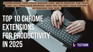 Logos of Grammarly, Notion Web Clipper, Clockify, and OneTab shown in Chrome browser tab interface – Top Chrome Extensions for Productivity.