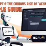 GPT technology - A humanoid robot next to a ChatGPT interface screen with bold title text showcasing keywords like achat gpt, cghat gpt, gpt 4, and chatgptlogin — representing the evolution of GPT AI tools