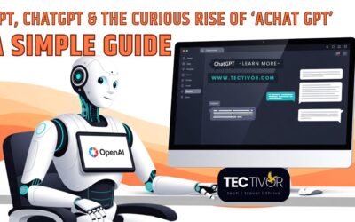 Why strange search terms matter—and how GPT technology is changing lives in 2025. GPT technology - A humanoid robot next to a ChatGPT interface screen with bold title text showcasing keywords like achat gpt, cghat gpt, gpt 4, and chatgptlogin — representing the evolution of GPT AI tools