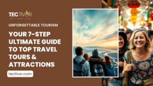 A group of diverse travelers experiencing an unforgettable tourism moment at a world-famous tourist attraction, highlighting the joy of travel tours and global exploration.